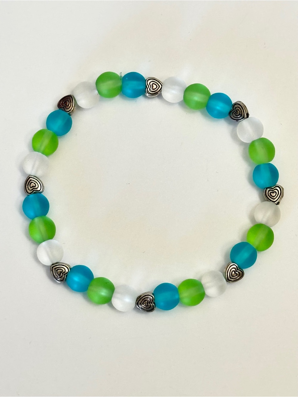 Hand Crafted Ocean Breeze Heart Stretch Bracelet